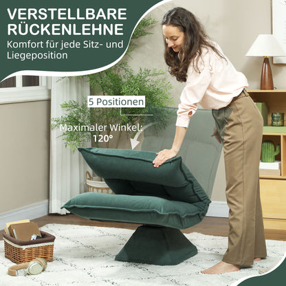 HOMCOM Bodensessel mit 5-fach verstellbarer Rückenlehne, drehbar, moderner Polsterstuhl, Grün