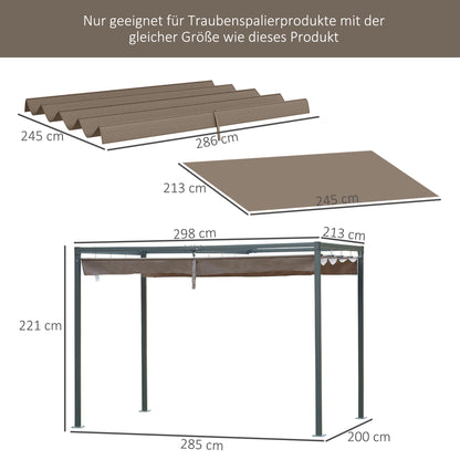 Outsunny Ersatzdach für 2,85 x 2 m Gartenpavillon, ausziehbar, einfache Montage, Polyester, Kaffee