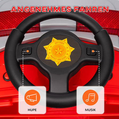 AIYAPLAY Feuerwehrauto, Elektro-Kinderauto, max. 3 km/h, Sirene, Blaulicht, Werkzeuge, für Kinder 3-5 Jahre