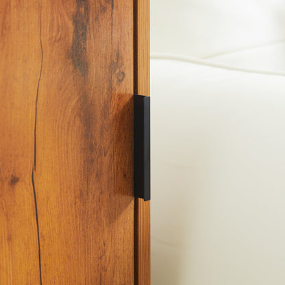 HOMCOM Konsolentisch im Industiriedesign, Beistelltisch, Sideboard, 1 Schrank, Braun + Schwarz