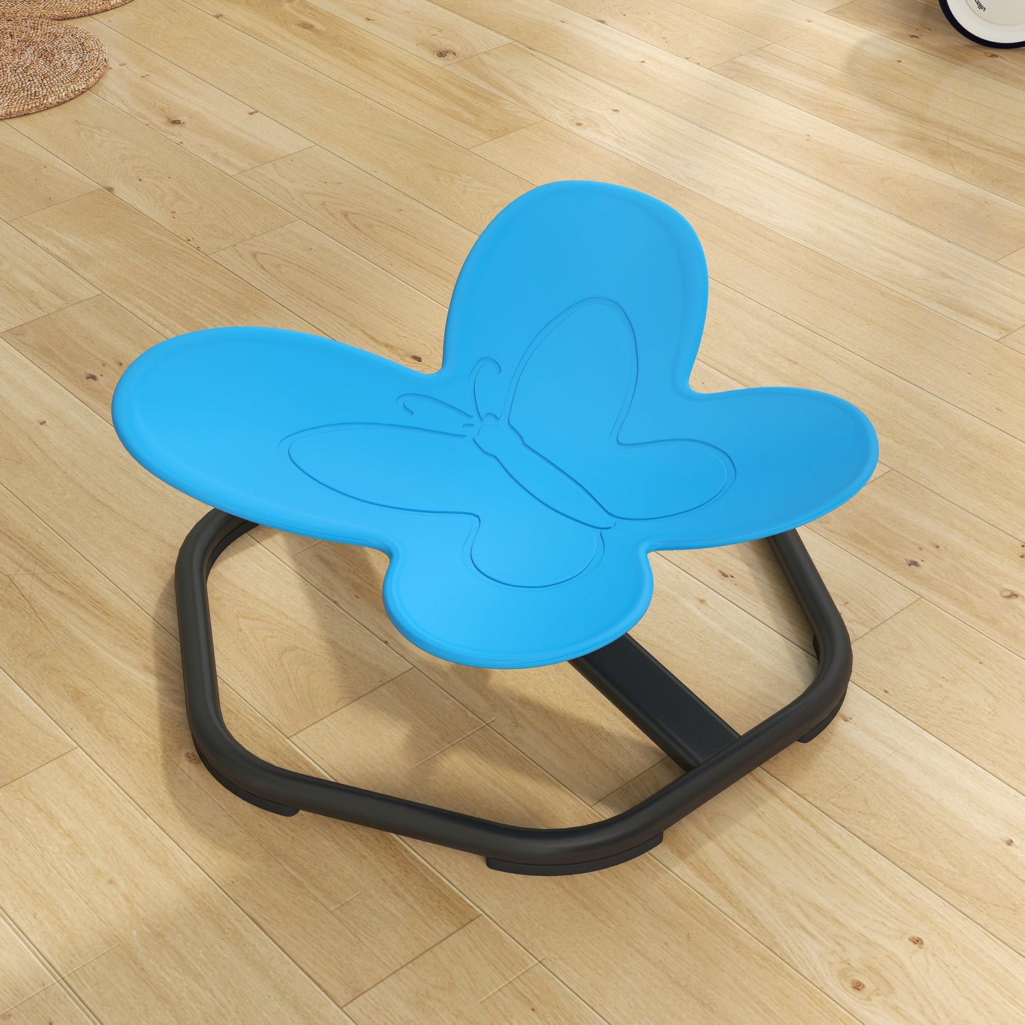 AIYAPLAY Sensorischer Drehstuhl für Kinder, Schmetterlings-Form, fördert Balance und Koordination, Kunststoff, Metall, Blau
