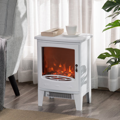 HOMCOM Elektrokamin mit Heizung، كهربائي Kamin مع تأثير اللهب LED، 900/1800 واط Dekokamin، كهربائي Kaminfeuer Kaminofen، Weiß