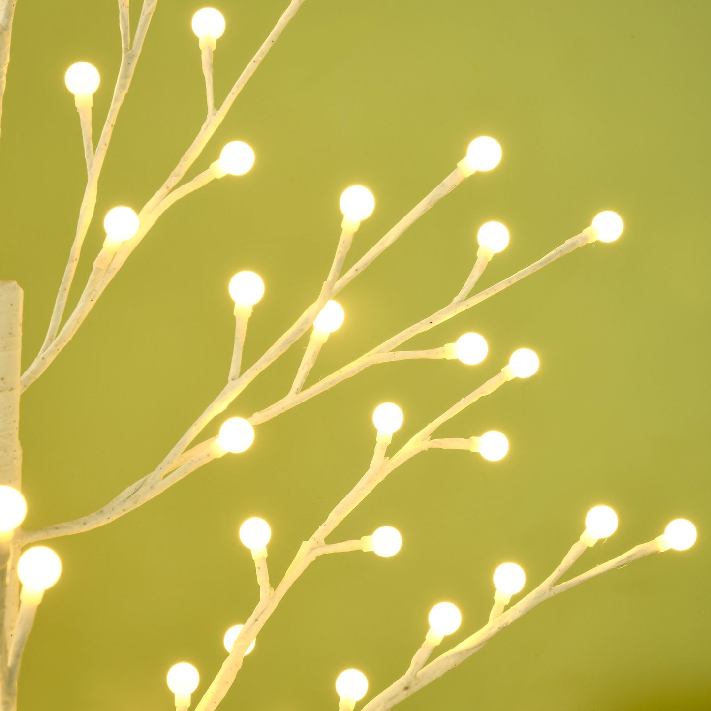 HOMCOM Künstliche Birke mit 120 LED-Lichtern, 3 Helligkeitsstufen, faltbare Äste, IP44, 150 cm, Weiß