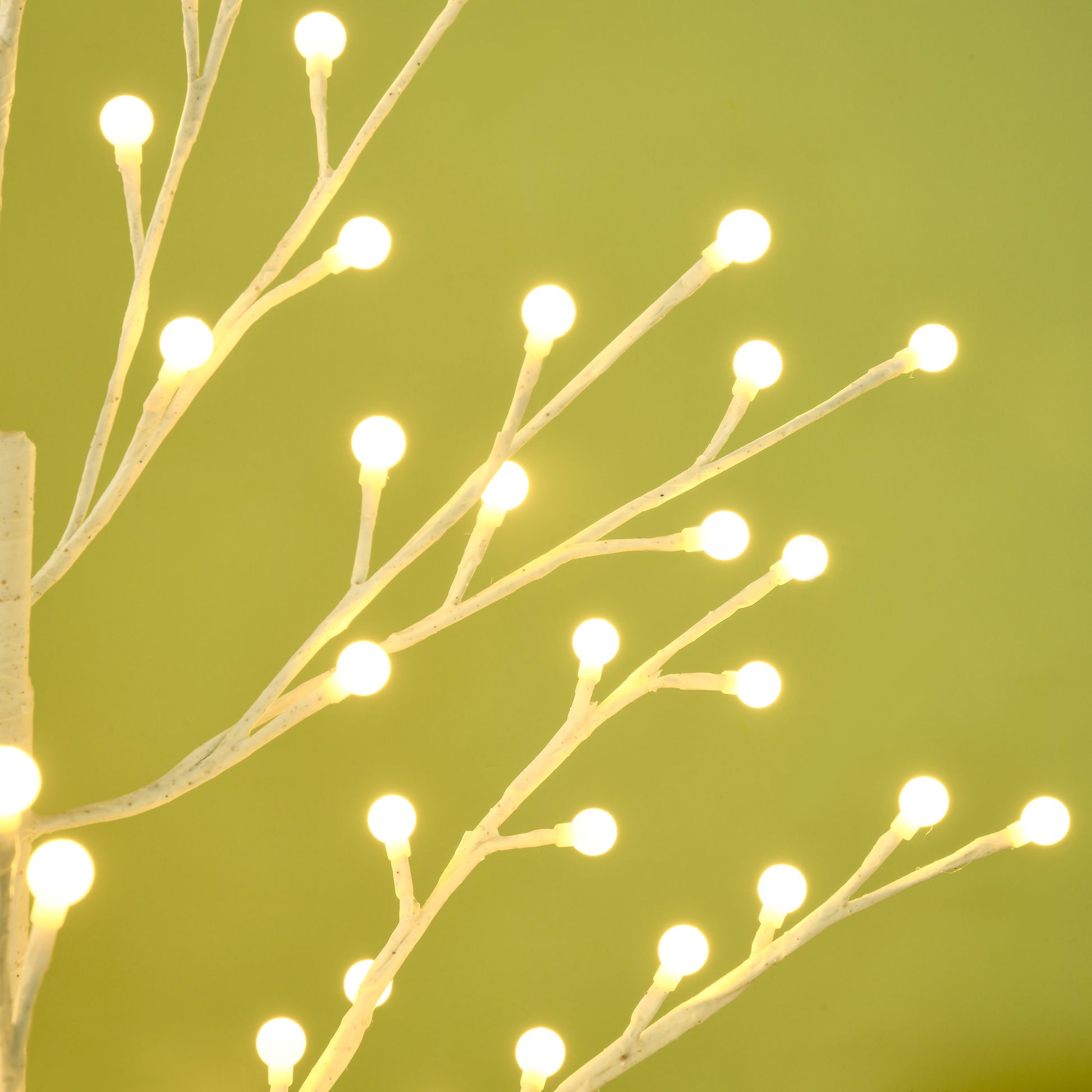 HOMCOM Künstliche Birke mit 120 LED-Lichtern, 3 Helligkeitsstufen, faltbare Äste, IP44, 150 cm, Weiß