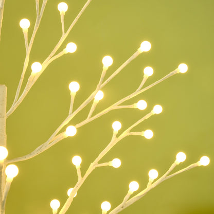 HOMCOM Künstliche Birke mit 120 LED-Lichtern, 3 Helligkeitsstufen, faltbare Äste, IP44, 150 cm, Weiß
