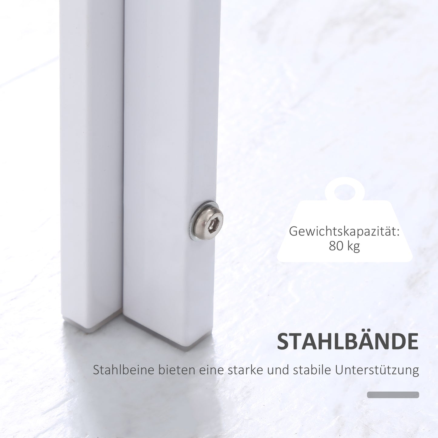HOMCOM Esstisch Küchentisch großer Tisch, modern design, 120 cm x 60 cm x 75 cm, vit