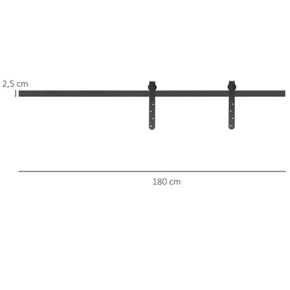 HOMCOM Schiebetüren-Beschlagsatz 180 cm Komplett-Set mit Schienen, Rollen, Anti-Sprung-Vorrichtungen Kohlenstoffstahl