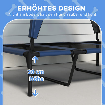 PawHut Hundebett Outdoor-Hundebett, wetterbeständig, erhöhtes Gestell, 106 x 76 x 94 cm, Dunkelblau