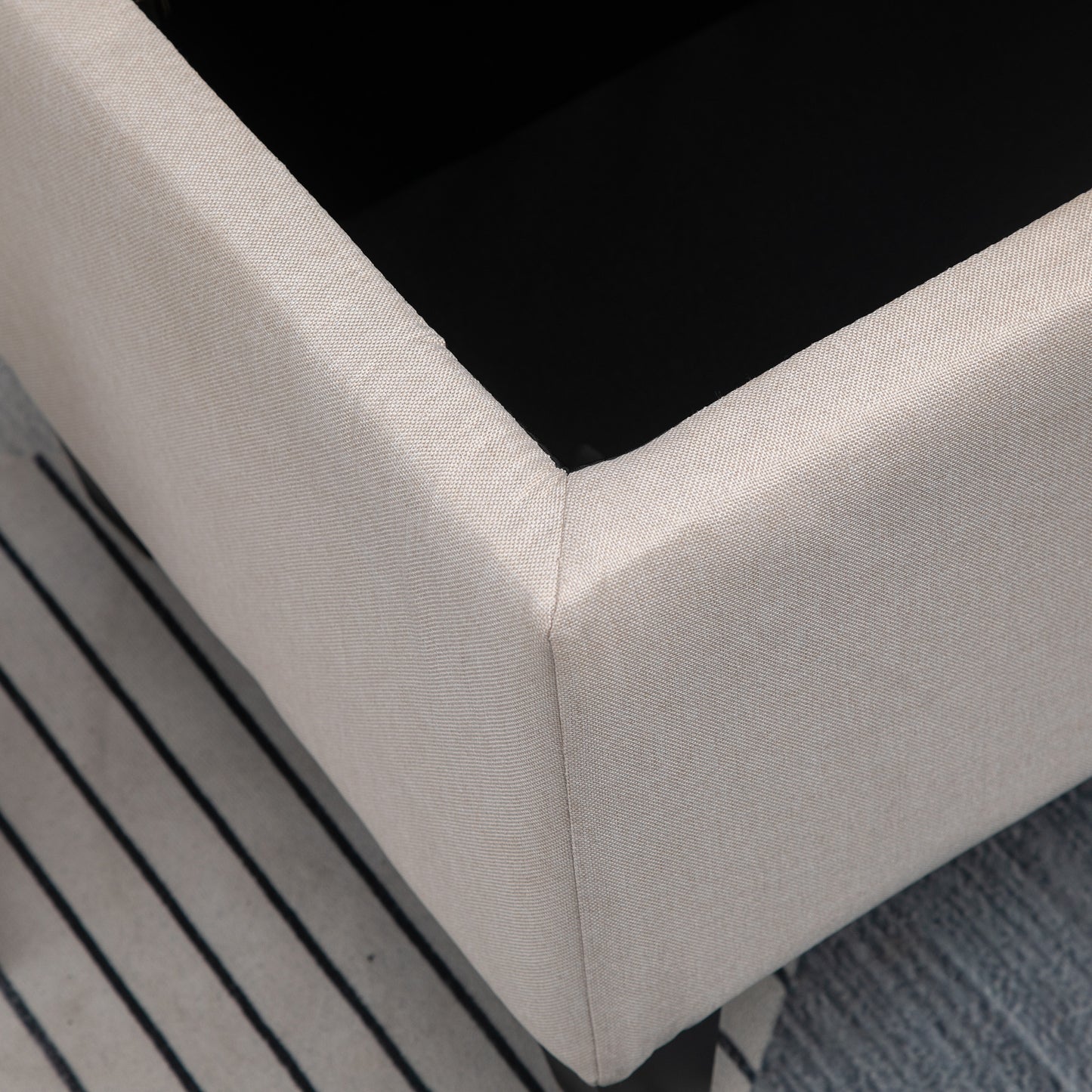 HOMCOM Sitzbank mit Stauraum Polsterbank mit Leinenoptik, Sitztruhe mit Holzbeine, Truhenbank für Wohnzimmer Schlafzimmer Flur 100 x 40 x 44 cm Cremeweiß