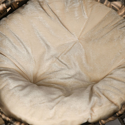 PawHut Katzenhaus aus Rattan mit Kissen Katzenschlafplatz Katzenhöhle mit erhöhten Füßen Braun Ø52 x 58 سم