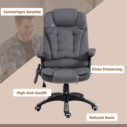 Vinsetto Bürostuhl mit Massage- & Wärmefunktion, ergonomisch, höhenverstellbar, Dunkelgrau