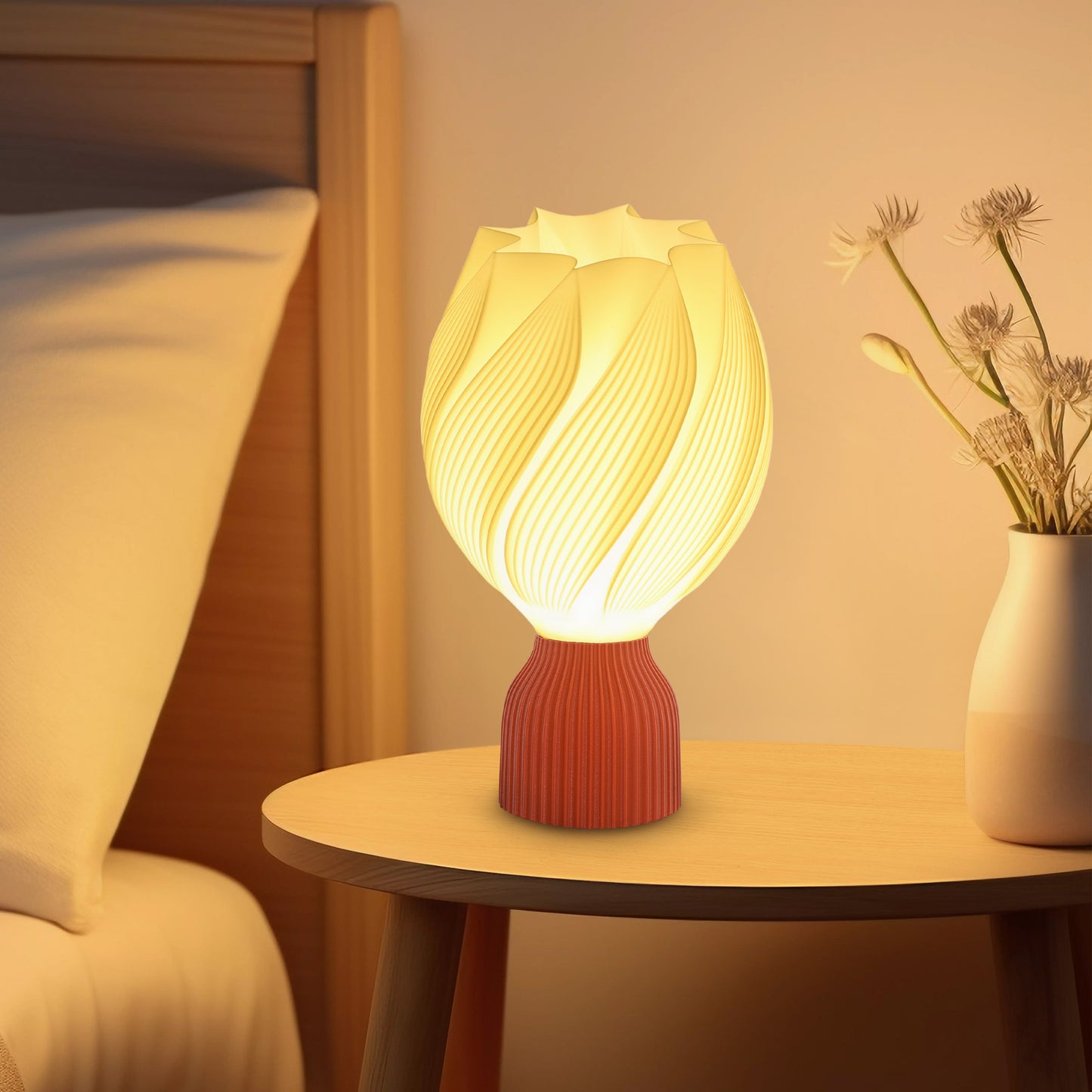HOMCOM 3D-gedruckte Lampe mit Blütenblattformen, Kunststoff, energieeffizient, Weiß