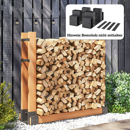 Outsunny 2er Set Kaminholzregal für innen 33,5 x 10 x 15,5cm Brennholzregal mit verstellbar Länge Metall Schwarz