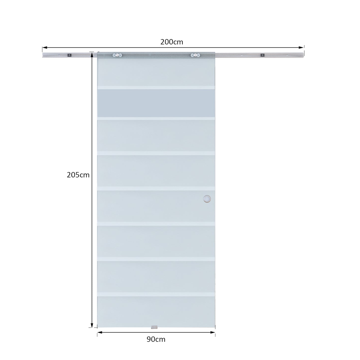 HOMCOM Glasschiebetür Schiebetür Glastür Zimmertür teilsatiniert 900 x 2050 mm