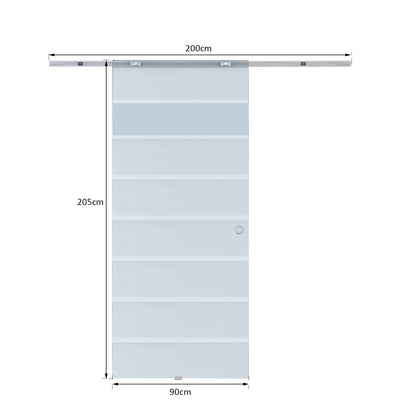 HOMCOM Glasschiebetür Schiebetür Glastür Zimmertür teilsatiniert 900 x 2050 mm