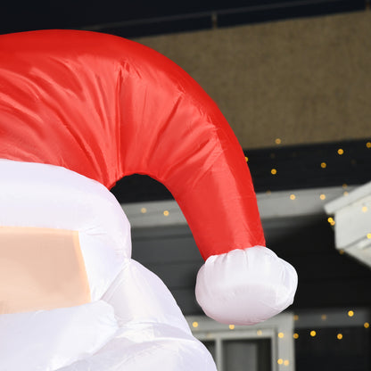 HOMCOM Aufblasbar Weihnachtsdeko, 2,4 m Weihnachtsmann mit LED-Beleuchtung, Zuckerstange