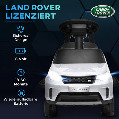 AIYAPLAY Elektro Kinderauto 6V, Land Rover, Fahr-/Schiebemodus, Scheinwerfer, Musik, Weiß