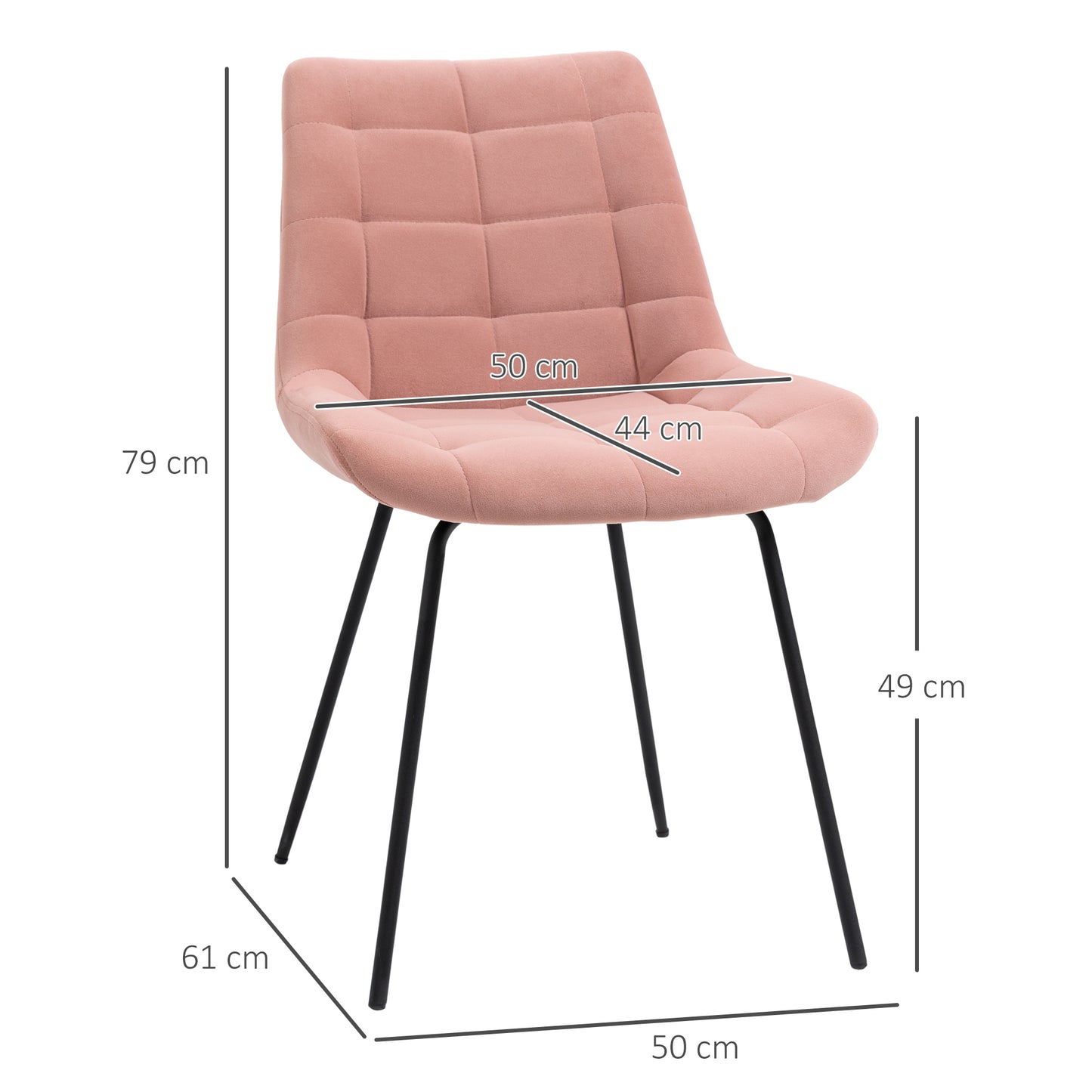 HOMCOM 2er-Set Esszimmerstühle Akzentstühle Küchenstühle، تصميم قديم، Samtoptik، 50 سم × 61 سم × 79 سم، روزا