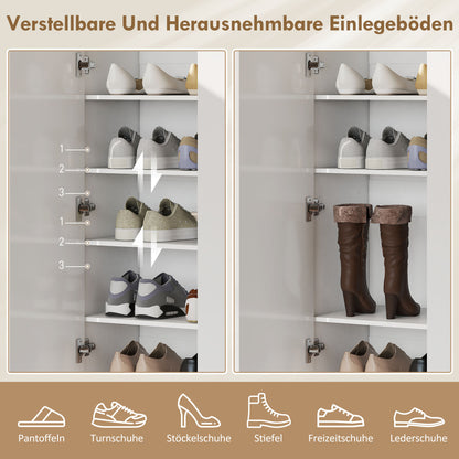 HOMCOM 5-stufiger Schuhschrank für 20 Paar Schuhe, verstellbare Regale, für Eingangsbereich, Flur, Holz, Weiß