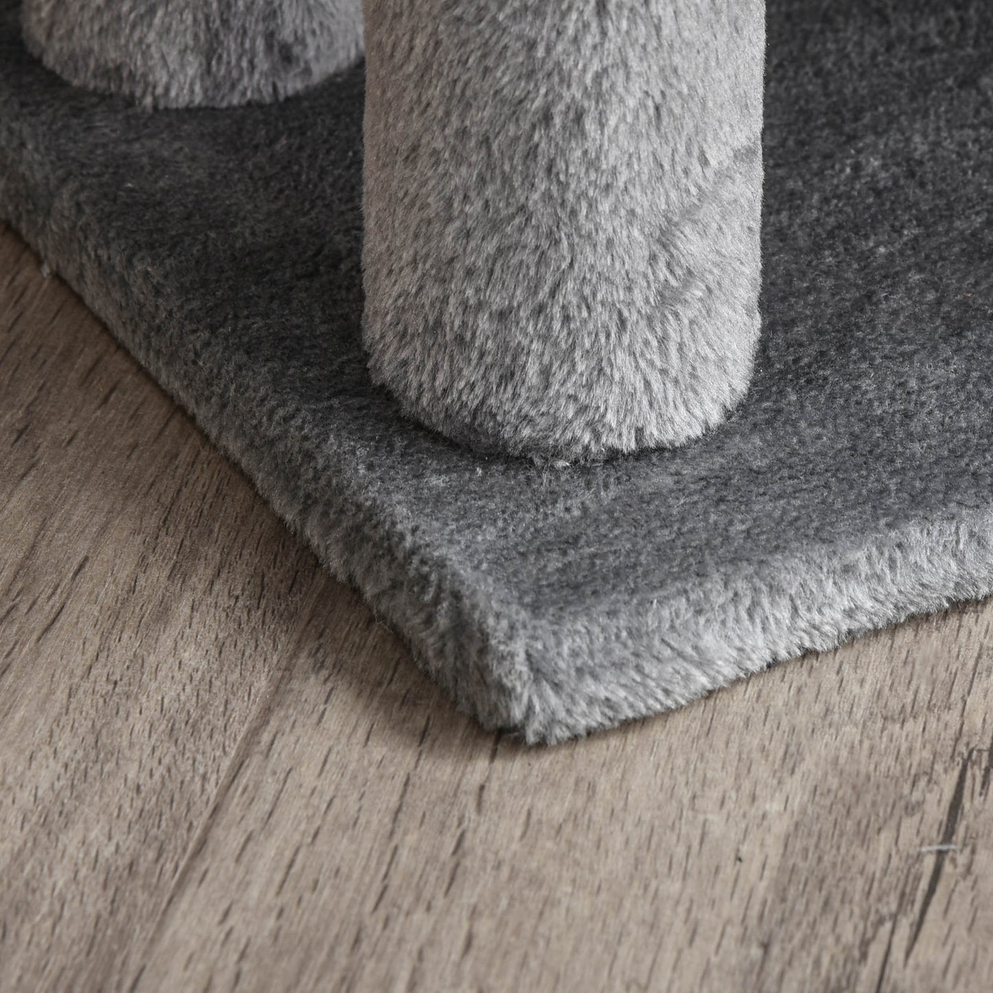 PawHut Katzentreppe 3-Stufige Haustiertreppe mit Kratzsäulen Ball Hundetreppe Tiertreppe for Katzen bis 5 كجم Plüsch Jute Grau 45 × 40 × 48 سم