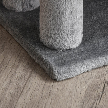 PawHut Katzentreppe 3-Stufige Haustiertreppe mit Kratzsäulen Ball Hundetreppe Tiertreppe for Katzen bis 5 كجم Plüsch Jute Grau 45 × 40 × 48 سم