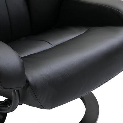 HOMCOM Massagesessel mit Fußhocker, 10 Vibrationspunkte, 145° verstellbare Rückenlehne, Schwarz