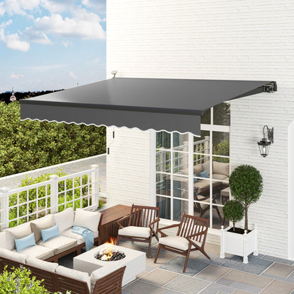 Outsunny Klemmmarkise mit Handkurbel Solar-Lichte Gelenkarmmarkise Markise Sonnenschutz UV 50+ 400 cm breit Grau