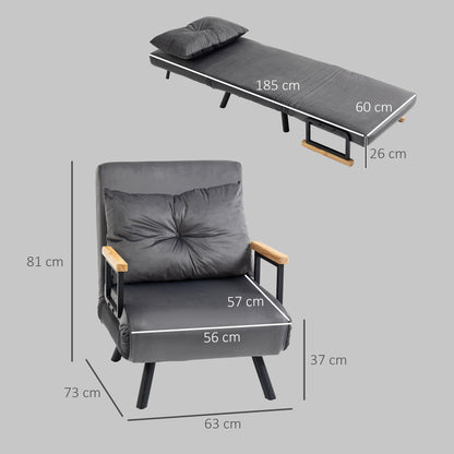 HOMCOM Relaxsessel im Skandidesign, Liegesessel, Lesesessel. ink. Kissen mit Knopfhefung, Schwarz + Natur