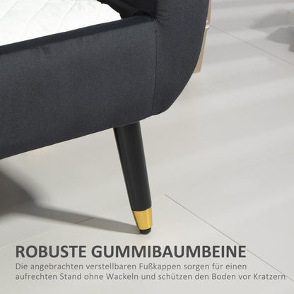 HOMCOM Sitzbank mit Stauraum und Armlehnen, Truhenbank, samtartiges Polyester, Kautschukholz, Dunkelgrau, 107 x 42 x 65 cm