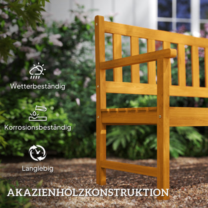 Outsunny 2-Sitzer Gartenbank Holz، wetterfest Sitzbank mit Rücken- &amp; Armlehnen 320 كجم belast 149x56,5x89 سم، خشب الساج