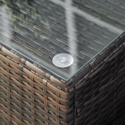 Outsunny Garten Beistelltisch Couchtisch Gartentisch Balkontisch Polyrattan Braun 85 x 50 x 39 cm