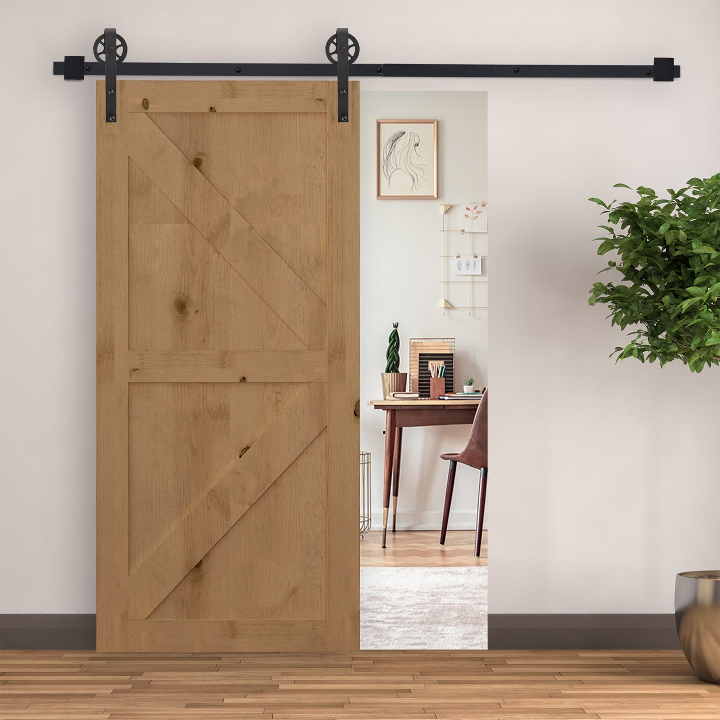 HOMCOM Gleitschienen-Bausatz für Schiebetür، تصميم ريفي، Karbonstahl، 200x4x0,6 سم، مكررًا 90 كجم، أسود