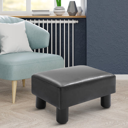 HOMCOM Sitzhocker Hocker mit Kunstleder Moderner Fußhocker Kunstlederhocker Ottomane für Schlafzimmer, Wohnzimmer, Schwarz