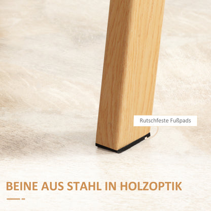 HOMCOM Esstisch für 4 Personen, Glasplatte, Stahlgestell, Holzoptik, 120L x 60B x 76H cm