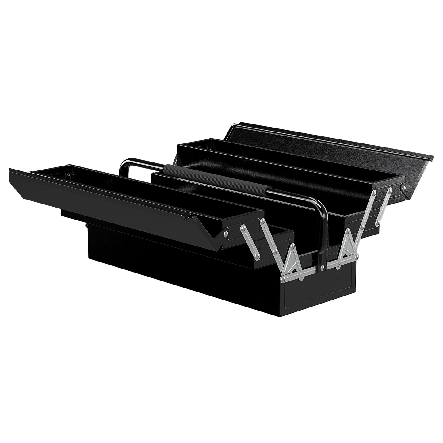 DURHAND Werkzeugkiste, Werkzeugkoffer mit 3 Etagen, Stahl, 56L x 20B x 41H cm, Schwarz