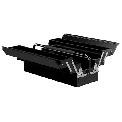 DURHAND Werkzeugkiste, Werkzeugkoffer mit 3 Etagen, Stahl, 56L x 20B x 41H cm, Schwarz
