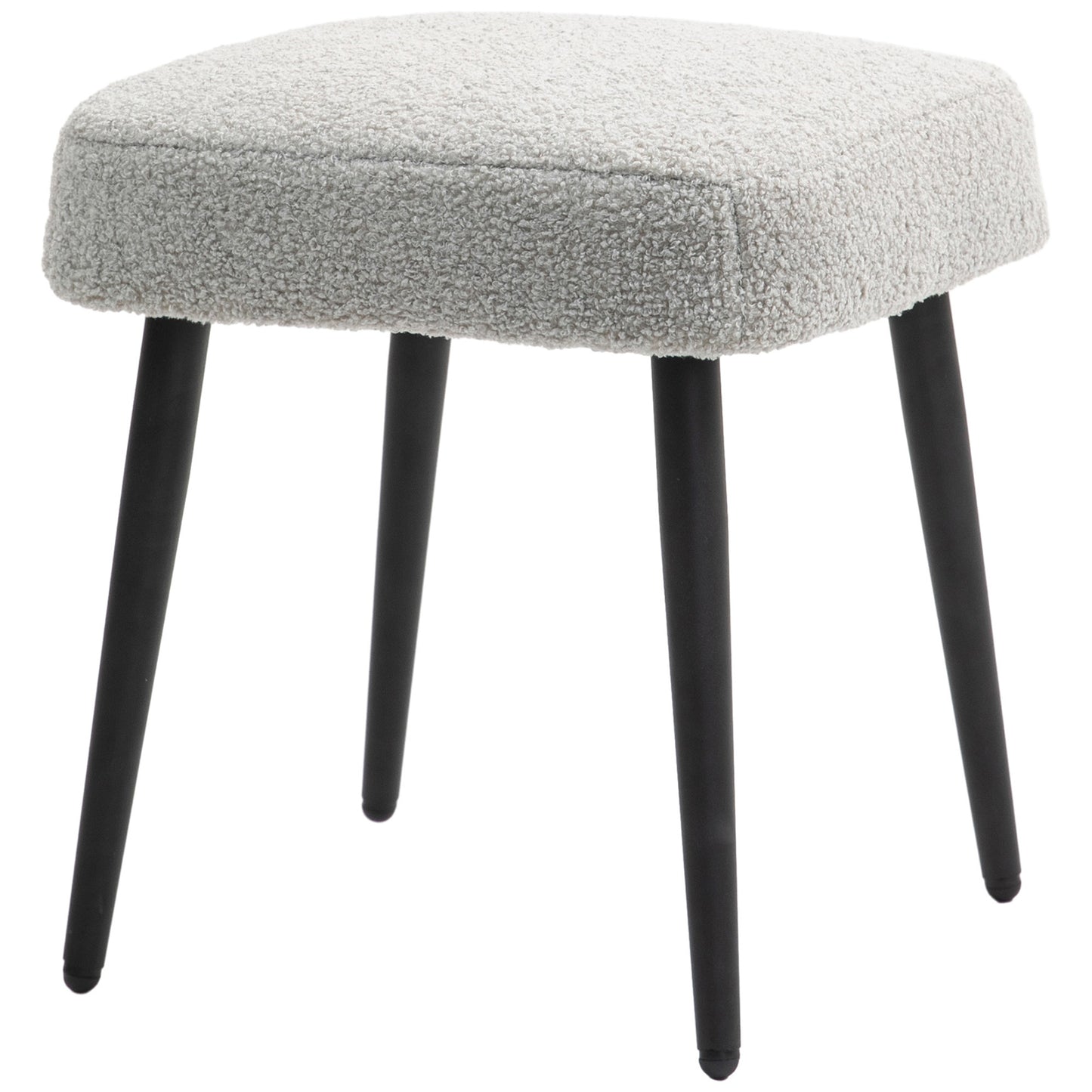 HOMCOM Hocker, Fußstütze, gepolsterter Sitz, Kaschmir-Optik, Stahlbeine, 42 x 42 x 44 cm, Hellgrau