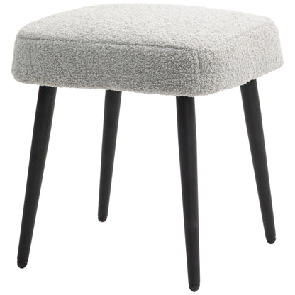 HOMCOM Hocker, Fußstütze, gepolsterter Sitz, Kaschmir-Optik, Stahlbeine, 42 x 42 x 44 cm, Hellgrau