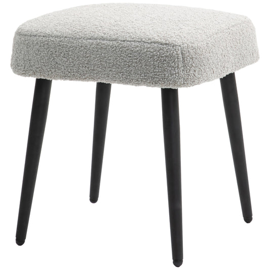 HOMCOM Hocker, Fußstütze, gepolsterter Sitz, Kaschmir-Optik, Stahlbeine, 42 x 42 x 44 cm, Hellgrau
