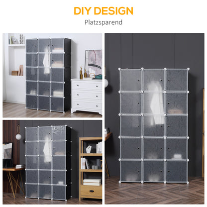 HOMCOM Kleiderschrank im Würfeldesign, 2 stora och 9 små Würfel, Kunststoff, Metall, 111L x 47B x 183H cm, Schwarz+Weiß