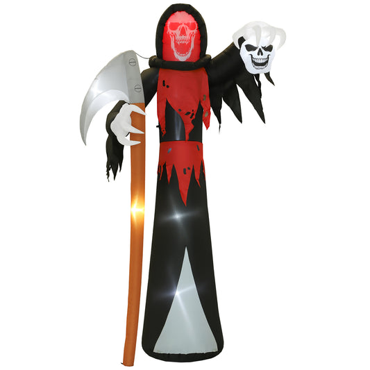 Outsunny Halloween-Dekoration 3,7 m riesiger Sensenmann mit LED-Beleuchtung Leuchtende Luftfigur für Outdoor