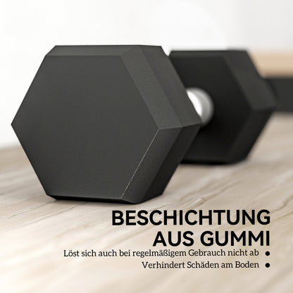 HOMCOM Hexagon Hanteln, 2er Set Hanteln mit gerändeltem Griff, Kurzhantelset aus Gusseisen, 2 x 6 kg, Kurzhanteln für Männer Frauen, Zuhause, Fitnessstudio, Krafttraining