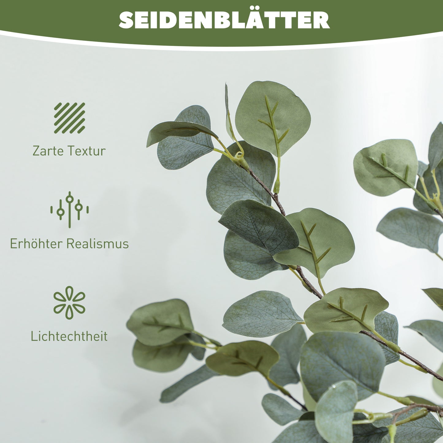 HOMCOM Künstliche Pflanze, Kunstbaum, naturgetreu, Zementtopf, wartungsfrei, Grün