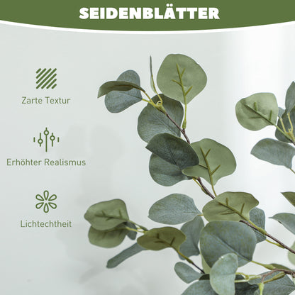 HOMCOM Künstliche Pflanze, Kunstbaum, naturgetreu, Zementtopf, wartungsfrei, Grün