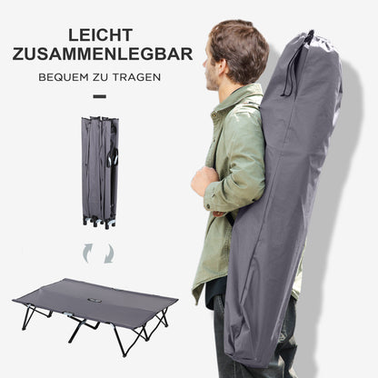 Outsunny Campingliege, Campingbett für bis zu 2 Personen, 193L x 125B x 40H cm, Grau