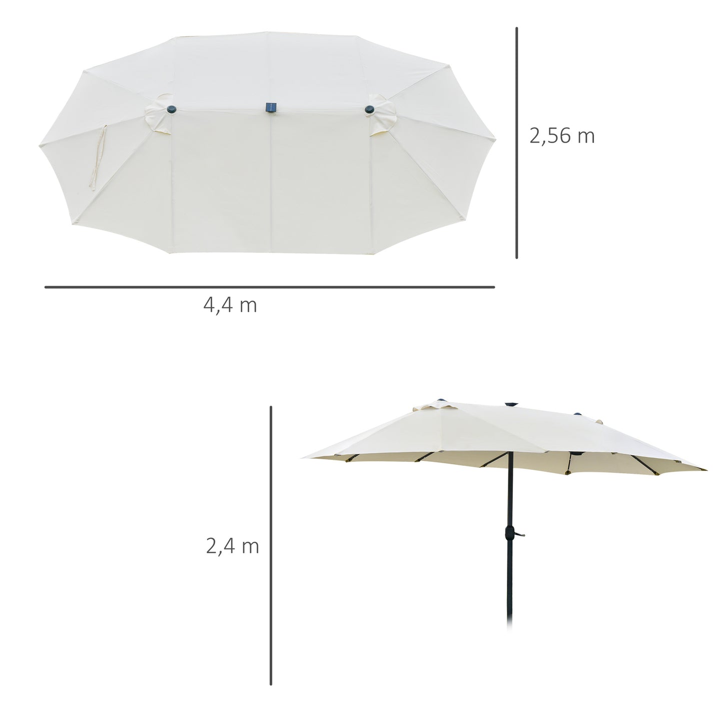 Outsunny Sonnenschirm Oval Cremeweiß 440 x 256 cm