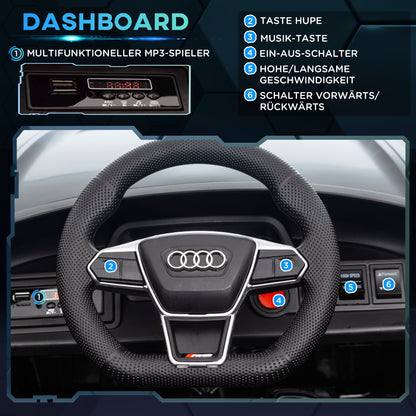 HOMCOM Kinderauto, Elektroauto, Audi-lizenziert, mit Sicherheitsgurt, Fernbedienung, Licht, schwarz, 103 x 58 x 41cm