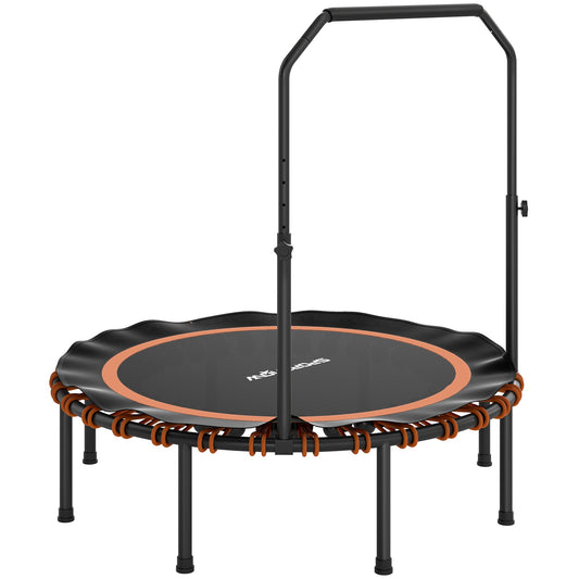 SPORTNOW Fitness-Trampolin mit verstellbarem Handlauf, Sport-Trampolin für drinnen und draußen, Stahl, Kunststoff, Orange