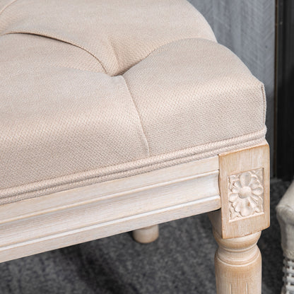 HOMCOM Sitzbank Vintagedesign Vintagebank, Knopfheftung, gedrechselte Beine, Shabby Chic, Creme + Weiß