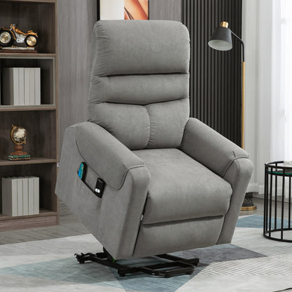 HOMCOM Fernsehsessel mit Aufstehhilfe Elektrisch, Massagesessel mit Liegefunktion und Wärmefunktion, Relaxsessel mit Fernbedienung und Seitentasche Verstellbar Polyester-Gewebe Dunkelgrau